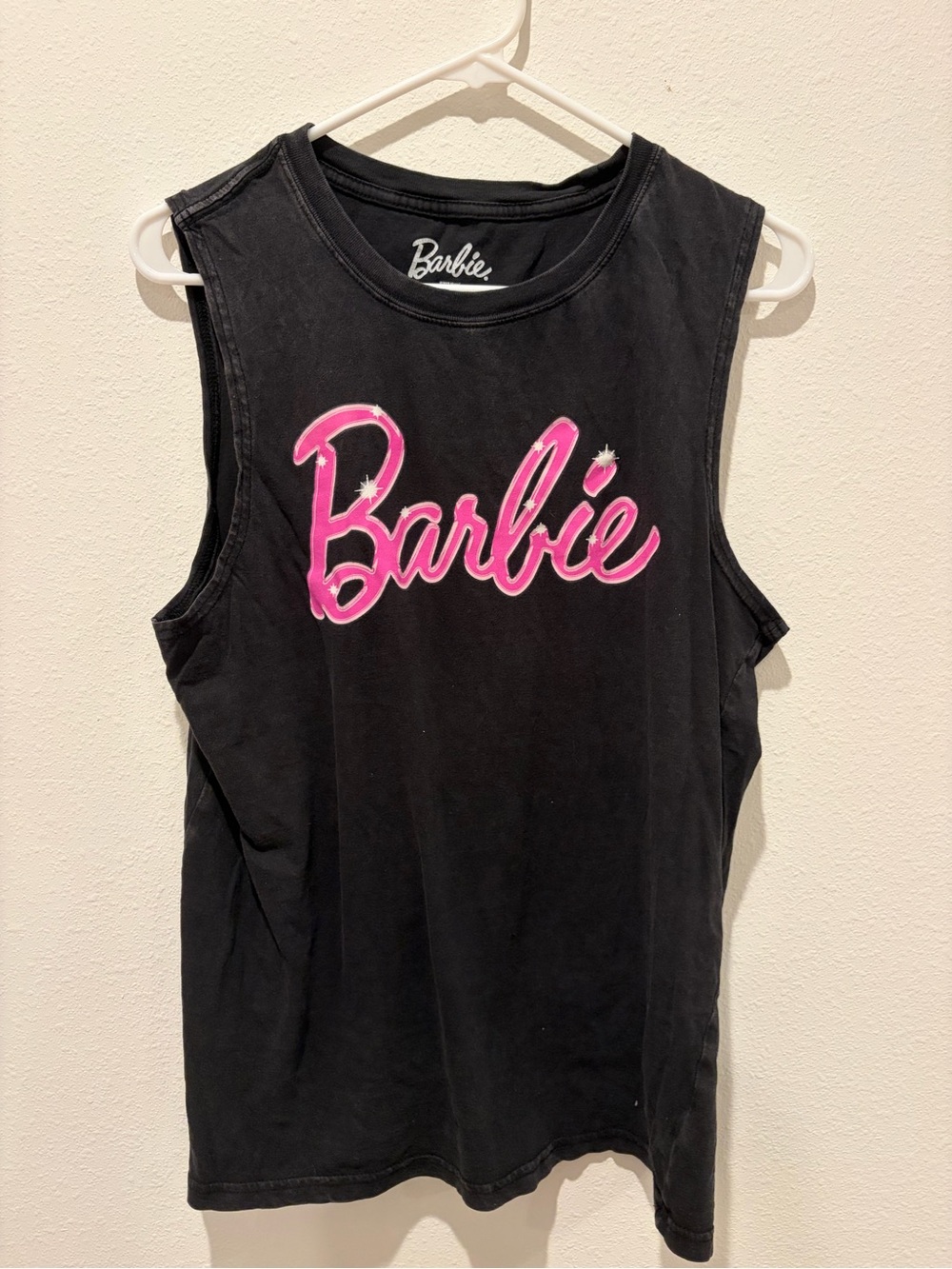 Barbie Black Tee with White Logo Print